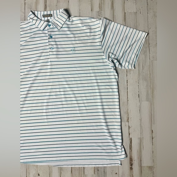 Peter Millar Shirt Mens XL White Striped Summer Comfort Polo Golf Classiccore - Picture 2 of 9